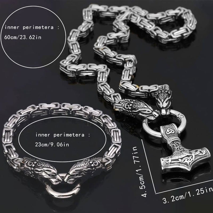 WorldNorse Fenrir Viking Thor's Hammer Necklace & Bracelet