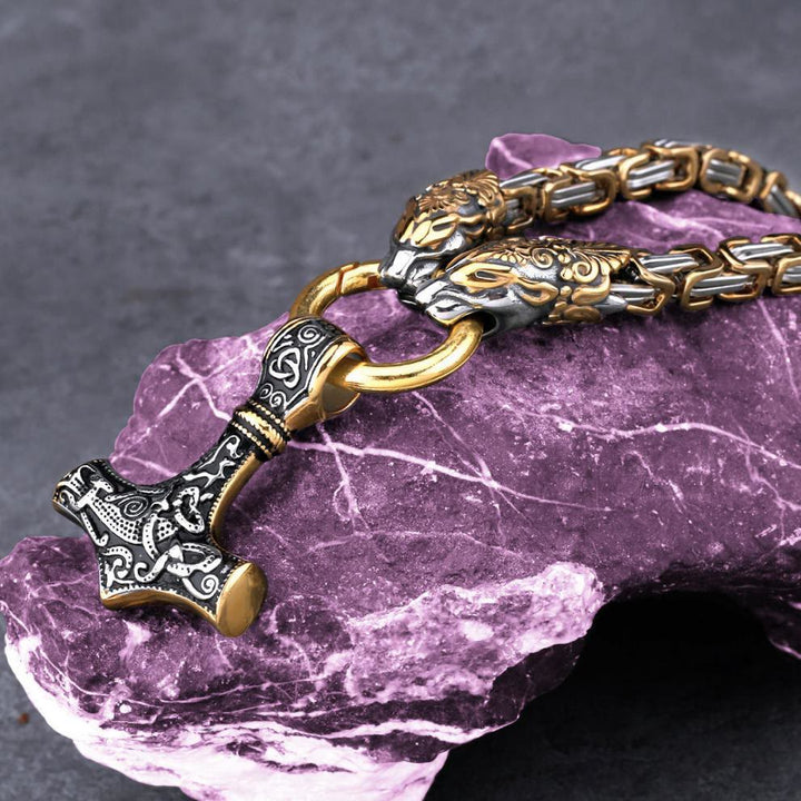 WorldNorse Fenrir Viking Thor's Hammer Necklace & Bracelet