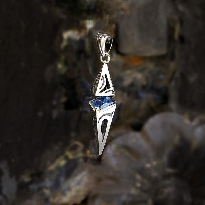 WorldNorse Blue Zircon Talisman Pendant Necklace