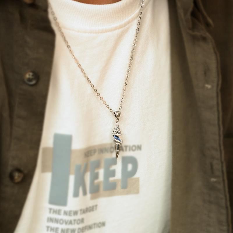 WorldNorse Blue Zircon Talisman Pendant Necklace