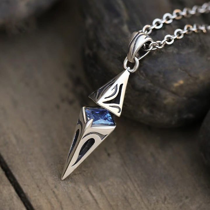 WorldNorse Blue Zircon Talisman Pendant Necklace