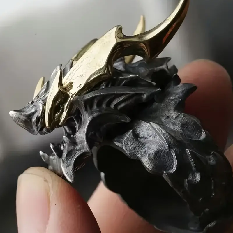 WorldNorse Retro Evil Dragon Adjustable Ring - image 2