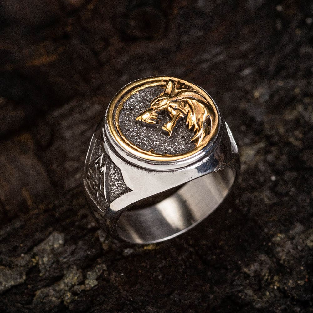 WorldNorse Dual Color Valknut With Wolves Viking Ring - UK Size Z（US 13) - image 0