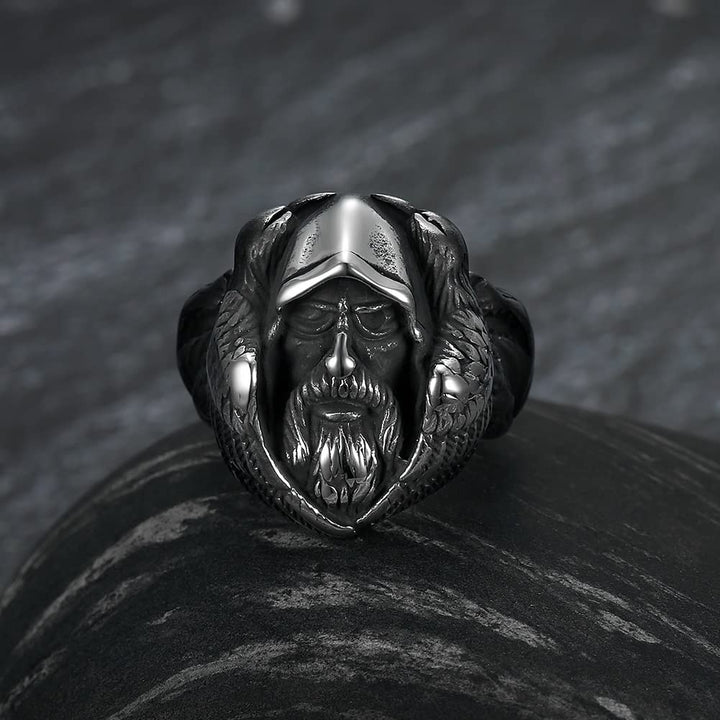 WorldNorse Mythology Odin Wolf Stainless Steel Viking Ring - UK Size Z+2（US 15) - image 0