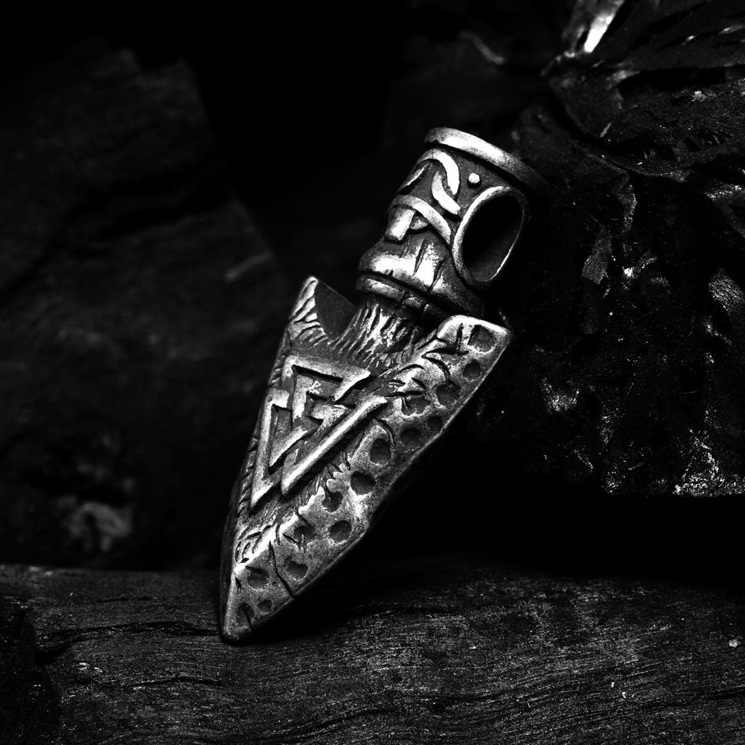 WorldNorse Valknut Stone Spear Stainless Steel Viking Pendant Necklace - image 3