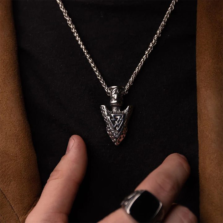 WorldNorse Valknut Stone Spear Stainless Steel Viking Pendant Necklace - image 4