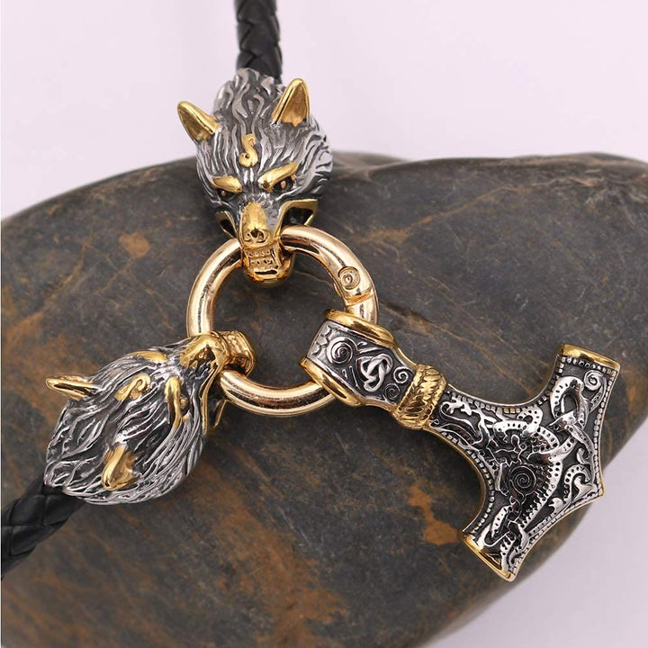 WorldNorse Viking Wolf Head Leather Necklace - image 3