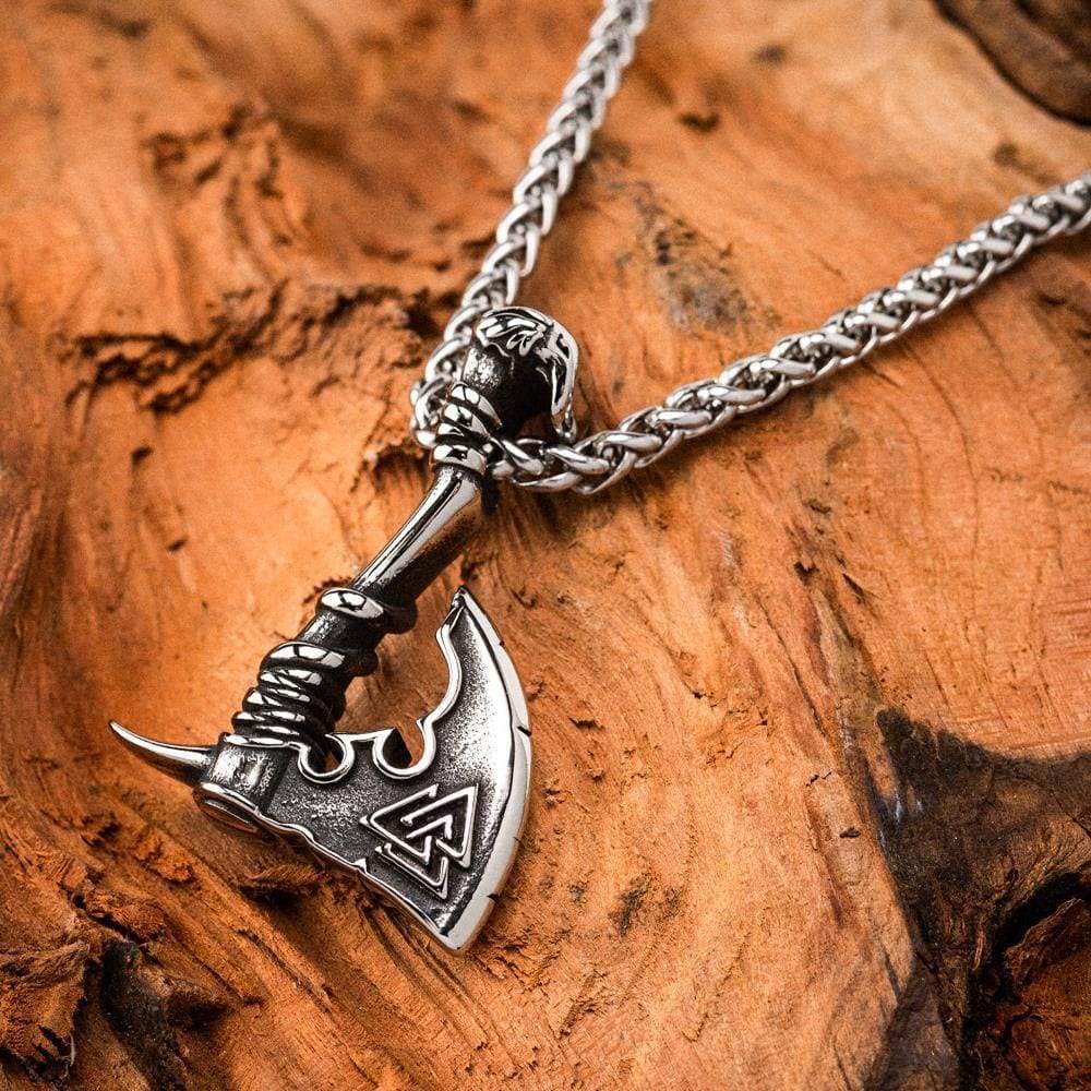 WorldNorse Viking Valknut Axe Necklace