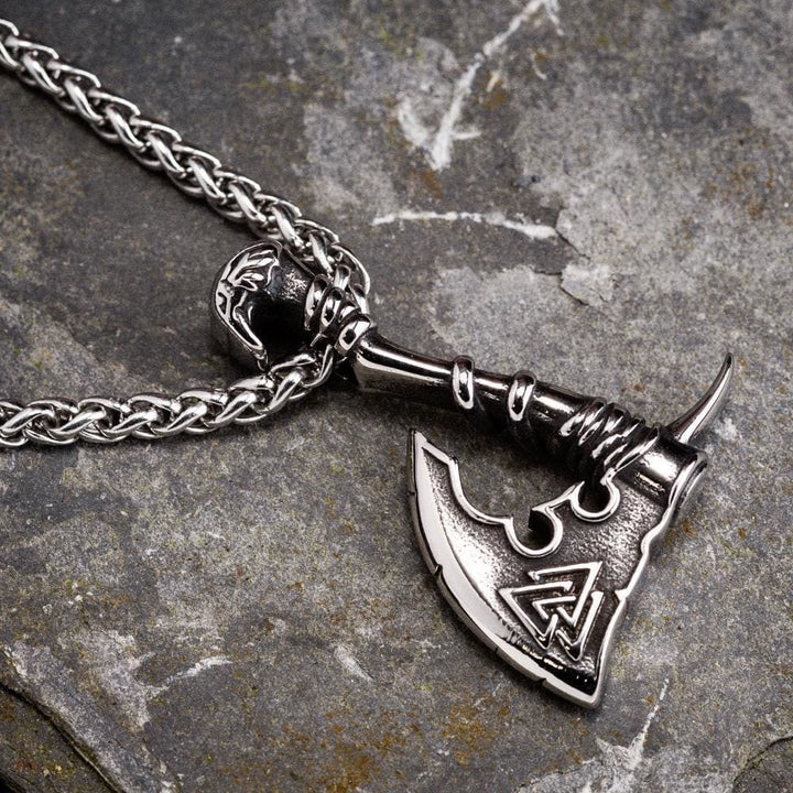 WorldNorse Viking Valknut Axe Necklace