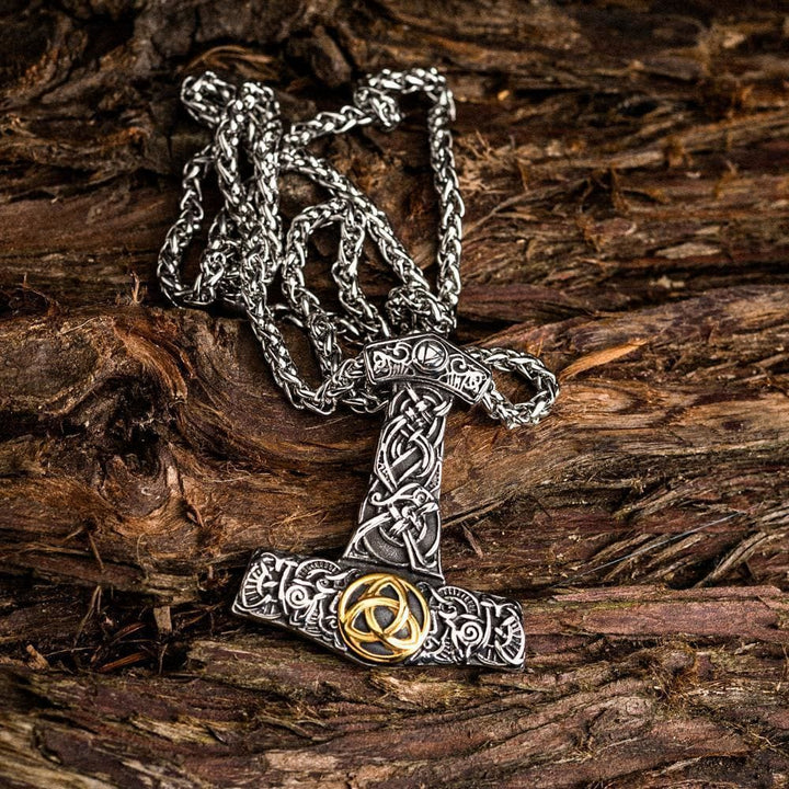 WorldNorse Stainless Steel Mjolnir Viking Necklace - Gold - image 0
