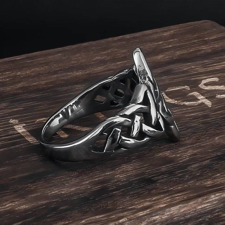 WorldNorse Celtic Knot Triple Horn Of Odin Ring - image 2