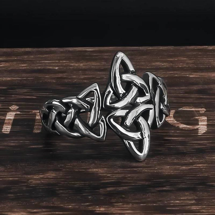 WorldNorse Celtic Knot Triple Horn Of Odin Ring - UK Size Y (US 12) - image 0
