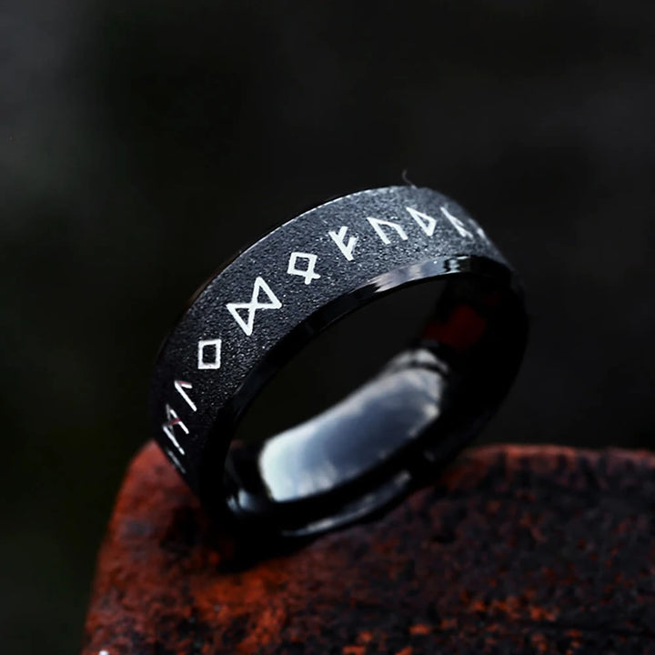 WorldNorse Round Simple Viking Rune Ring - Black - 8mm - UK Size Z（US 13) - image 2