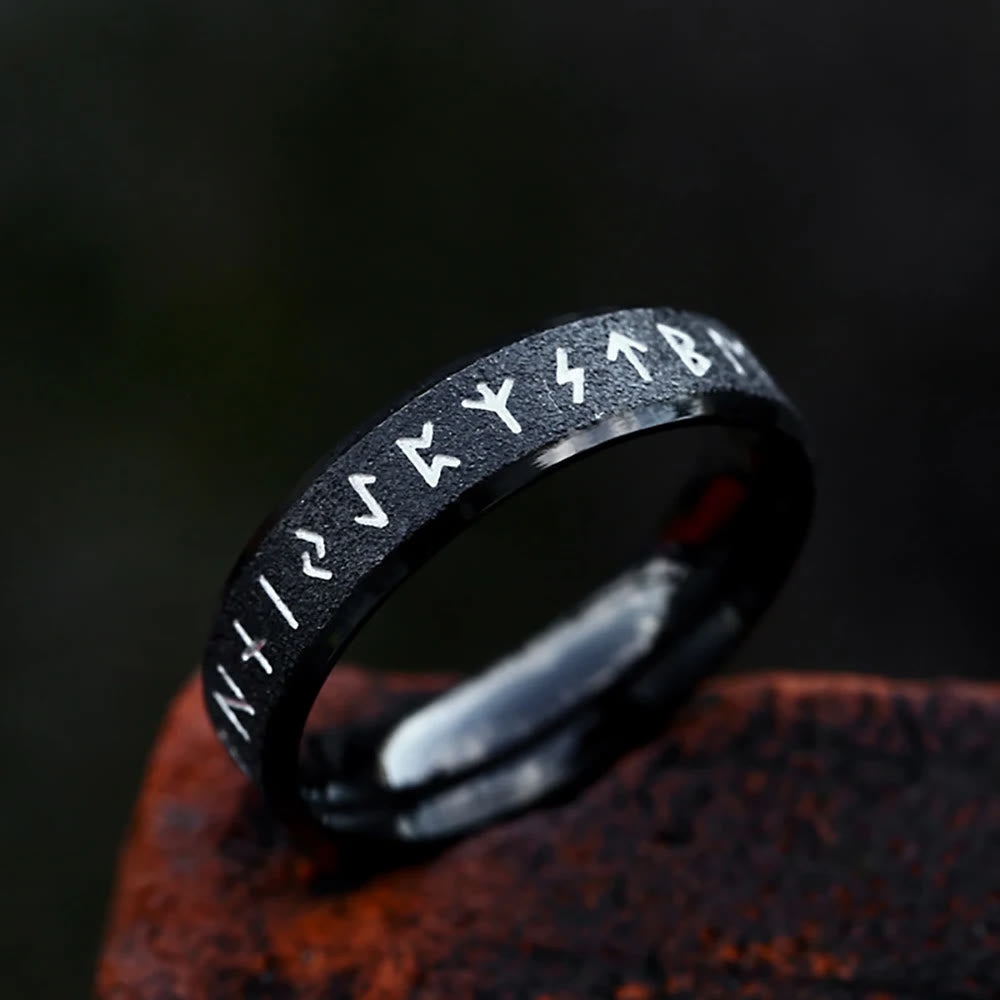 WorldNorse Round Simple Viking Rune Ring - Black - 6mm - UK Size Z（US 13) - image 1