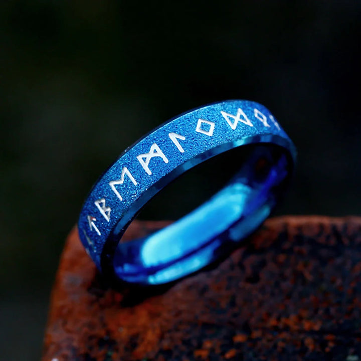 WorldNorse Round Simple Viking Rune Ring - Blue - 6mm - UK Size Z（US 13) - image 10
