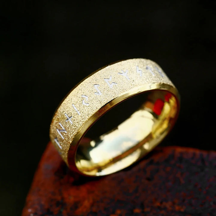 WorldNorse Round Simple Viking Rune Ring - Gold - 8mm - UK Size Z（US 13) - image 5