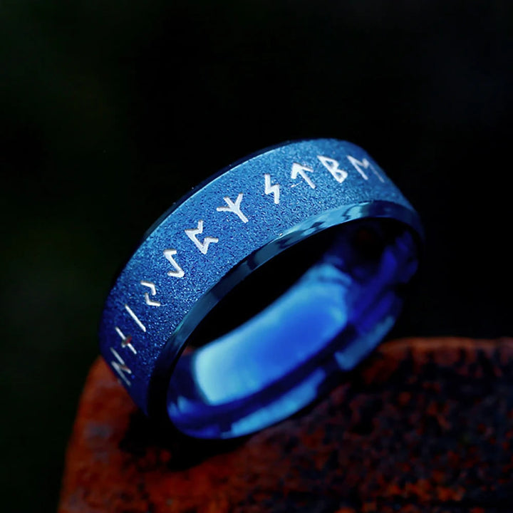 WorldNorse Round Simple Viking Rune Ring - Blue - 8mm - UK Size Z（US 13) - image 11