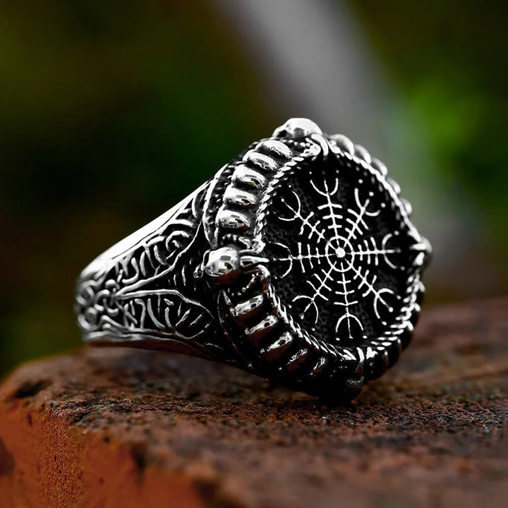 WorldNorse Viking Stainless Steel Compass Ring - UK Size Z（US 13) - image 0