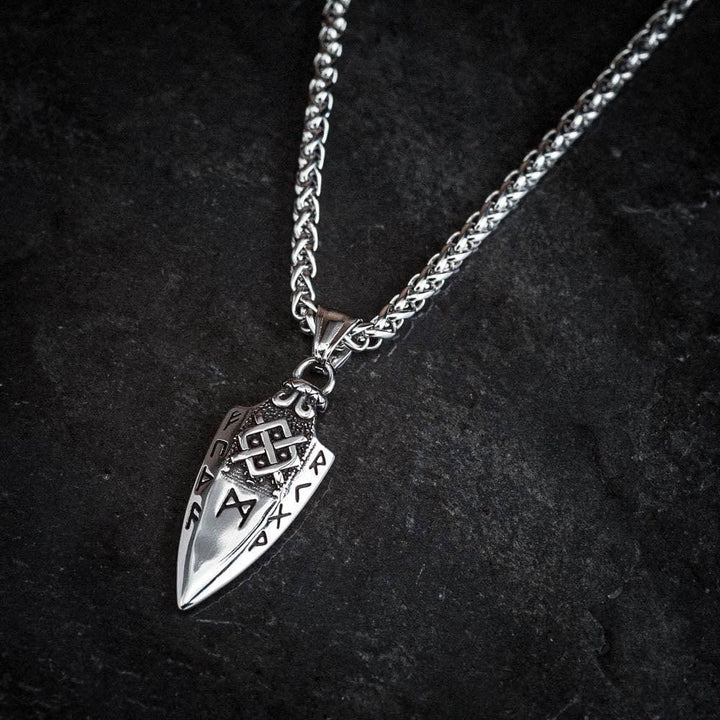 WorldNorse Spear Rune Triple Horn Of Odin Necklace