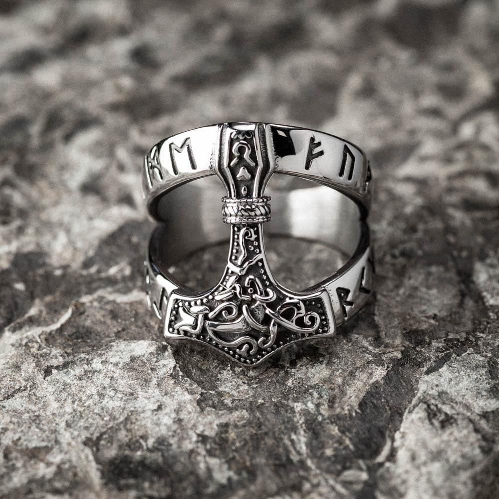 WorldNorse Bold Viking Open Mjolnir Hammer Ring - UK Size Z（US 13) - image 0