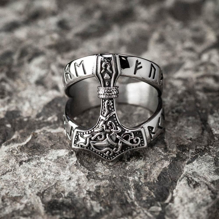 WorldNorse Bold Viking Open Mjolnir Hammer Ring - UK Size Z（US 13) - image 0