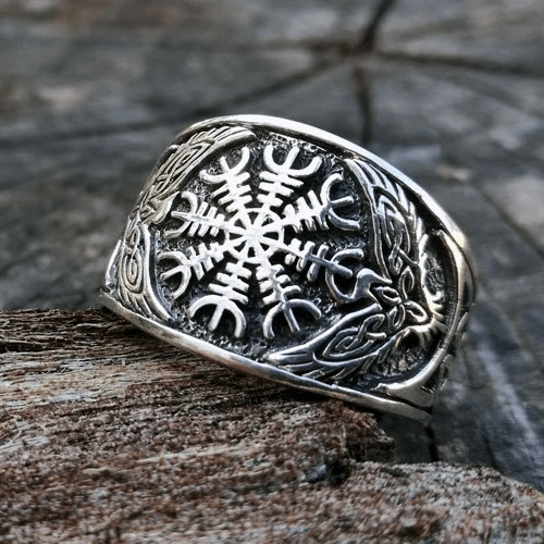 WorldNorse Stainless Steel Helm Of Awe Viking Ring