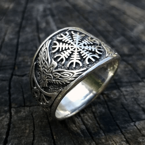 WorldNorse Stainless Steel Helm Of Awe Viking Ring