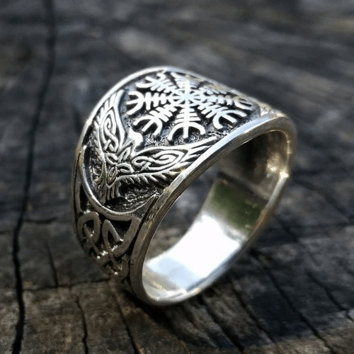 WorldNorse Stainless Steel Helm Of Awe Viking Ring