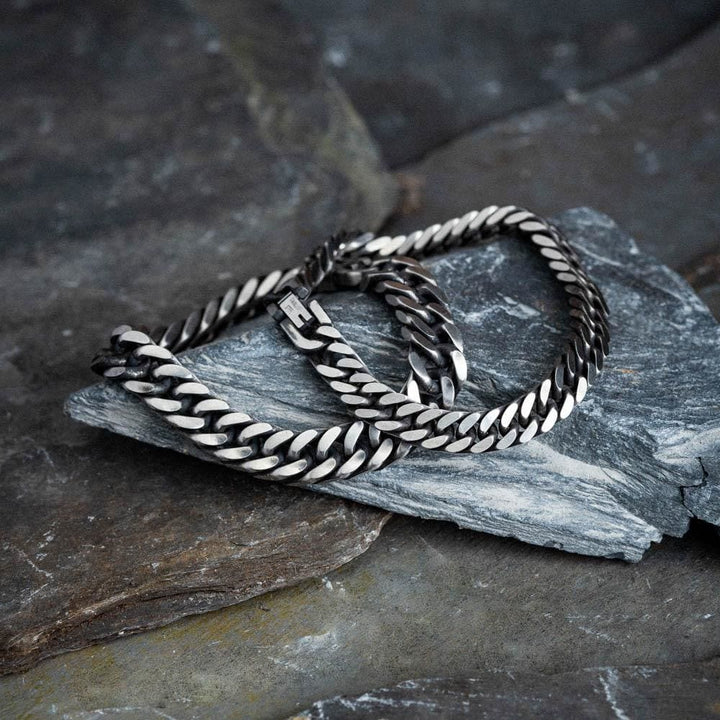 WorldNorse Thick Chain Dragon Weave Cuban Bracelet