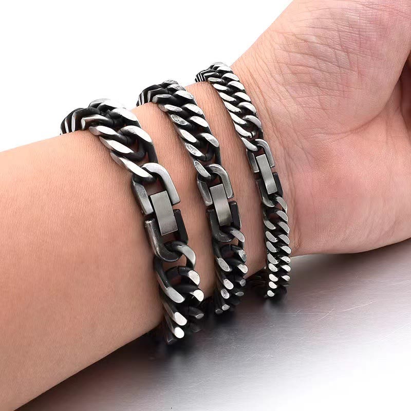 WorldNorse Thick Chain Dragon Weave Cuban Bracelet