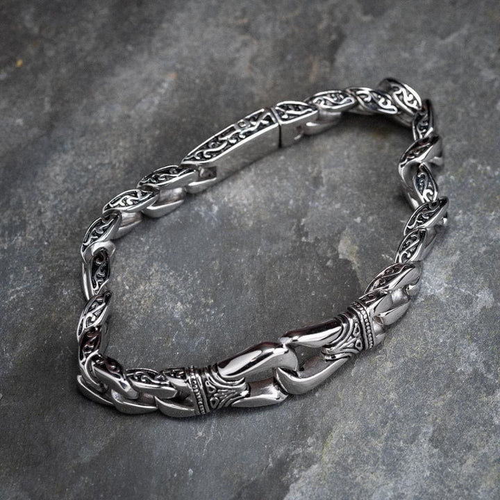 WorldNorse Retro Totem Celtic Knot Chunky Curb Link Bracelet