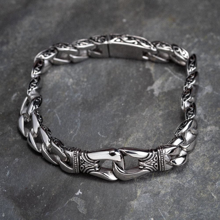 WorldNorse Retro Totem Celtic Knot Chunky Curb Link Bracelet