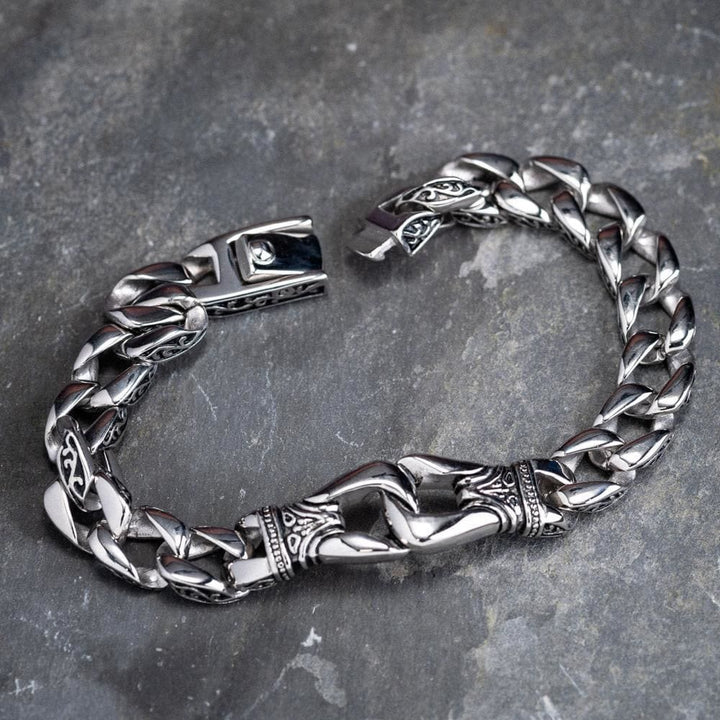 WorldNorse Retro Totem Celtic Knot Chunky Curb Link Bracelet