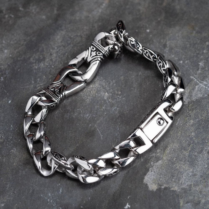 WorldNorse Retro Totem Celtic Knot Chunky Curb Link Bracelet