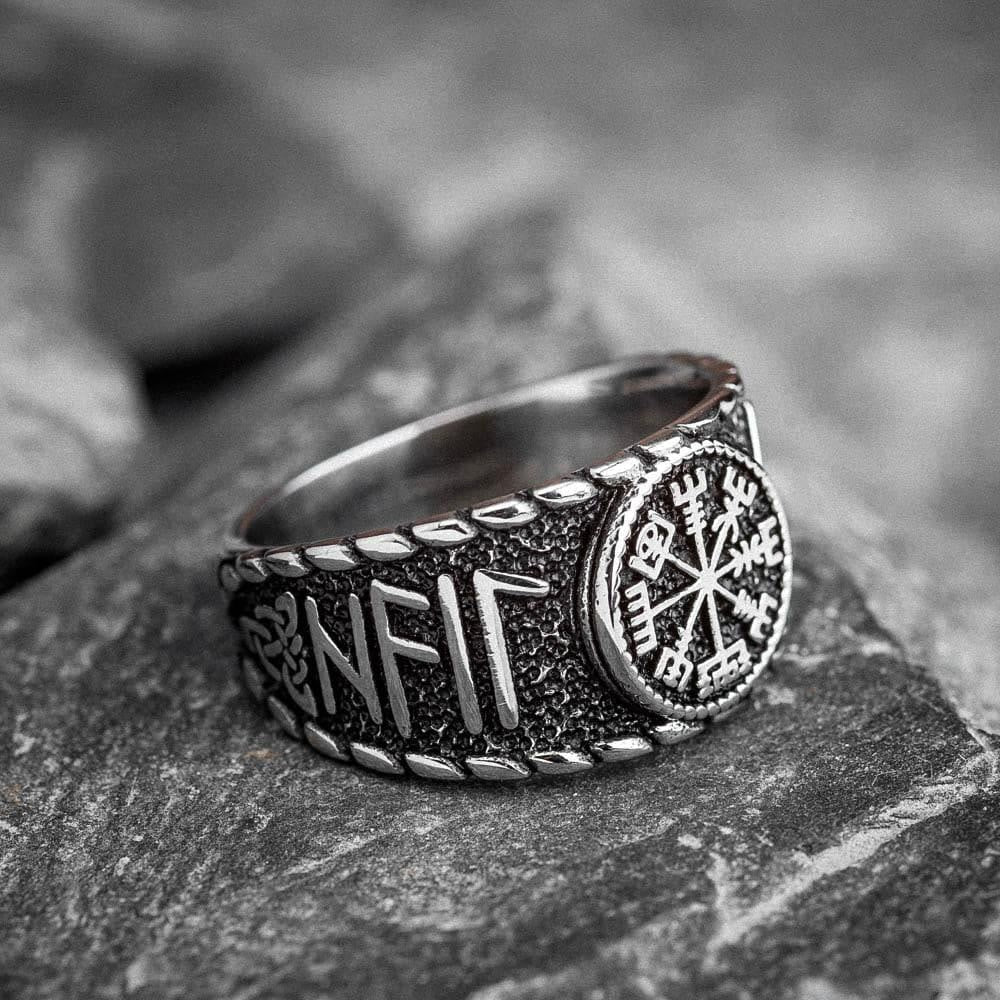 WorldNorse Vegvisir And Runes Stainless Steel Viking Ring - Silver - UK Size Z（US 13) - image 9