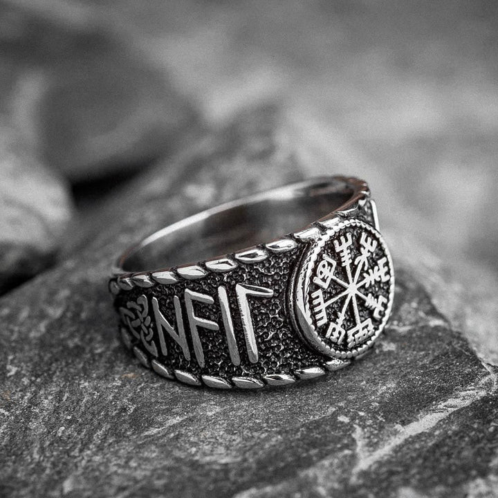 WorldNorse Vegvisir And Runes Stainless Steel Viking Ring - Silver - UK Size Z（US 13) - image 9