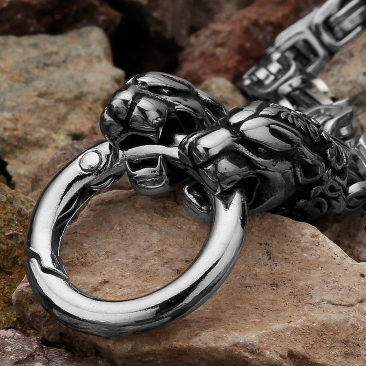 WorldNorse Men's Double Wolf Head Animal Bracelet - image 14