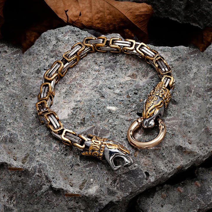 WorldNorse Men's Double Wolf Head Animal Bracelet - image 1