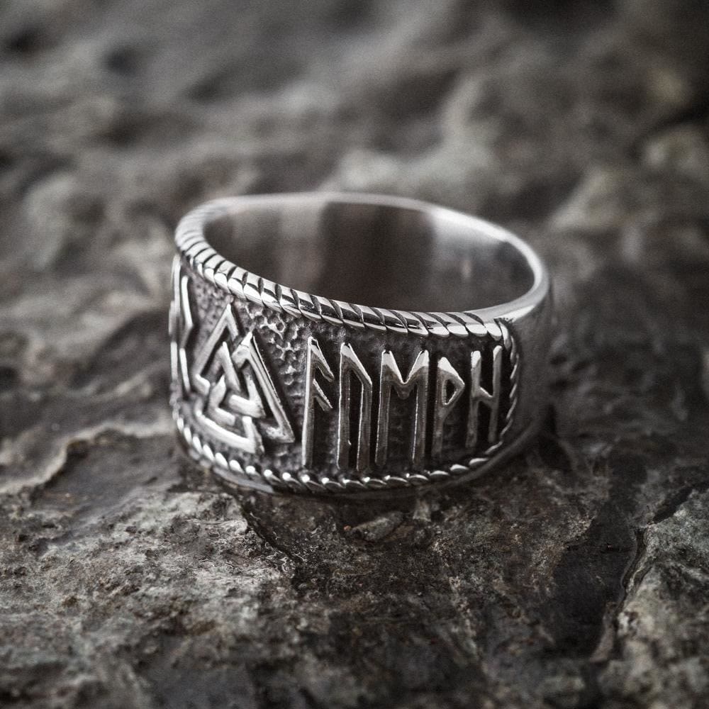 WorldNorse Classic Totem Valknut And Viking Rune Ring - image 1