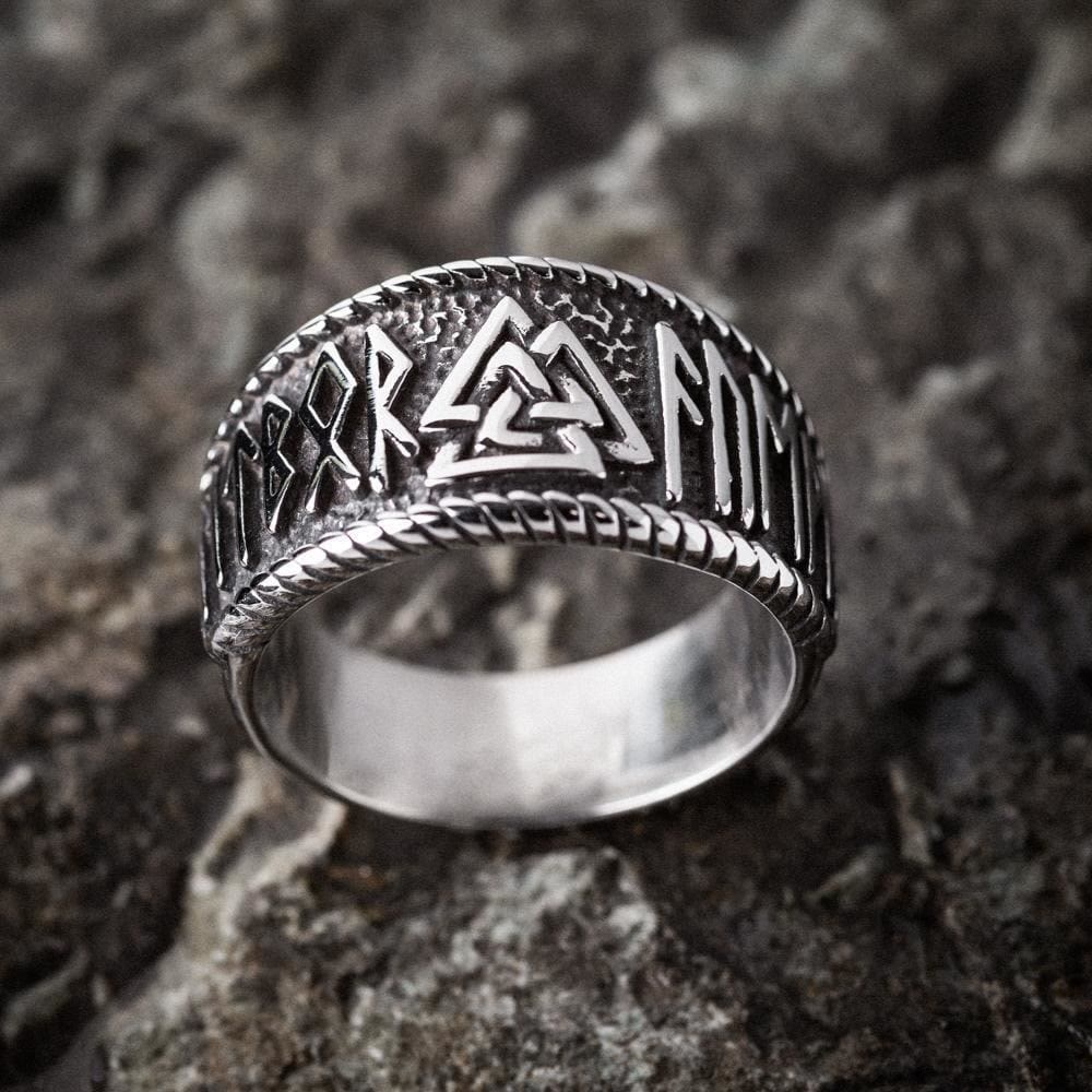 WorldNorse Classic Totem Valknut And Viking Rune Ring - image 4