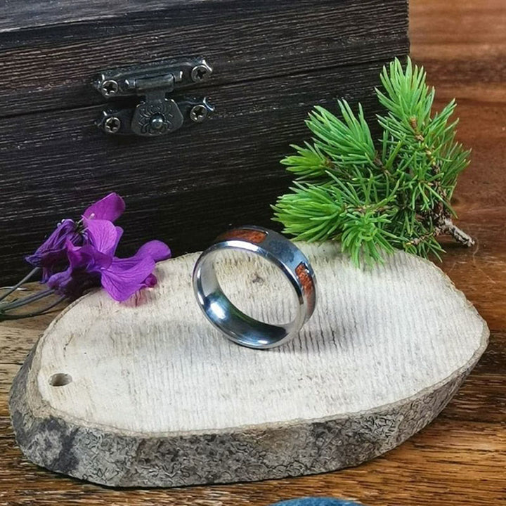 WorldNorse Stainless Steel Yggdrasil And Wood Inlay Ring - image 6