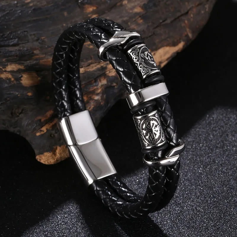 WorldNorse Celtic Knot And Viking Compass Stainless Steel Bracelet - Black - 22.5cm - image 0