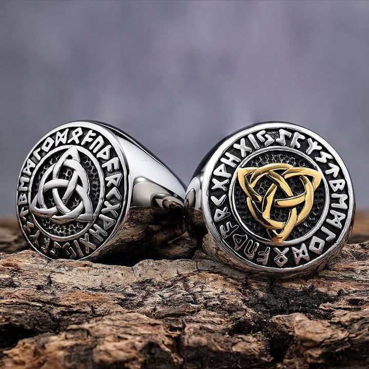 WorldNorse Simple Rune And Celtic Knot Chunky Ring
