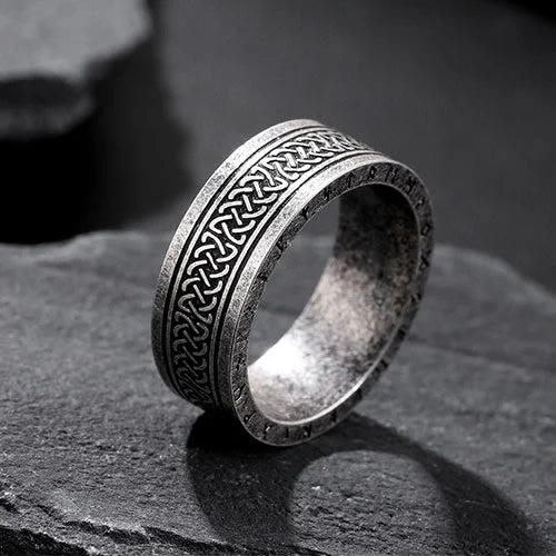 WorldNorse Odin Celtic Knot Rune Stainless Steel Ring - Silver - UK Size Z（US 13) - image 0