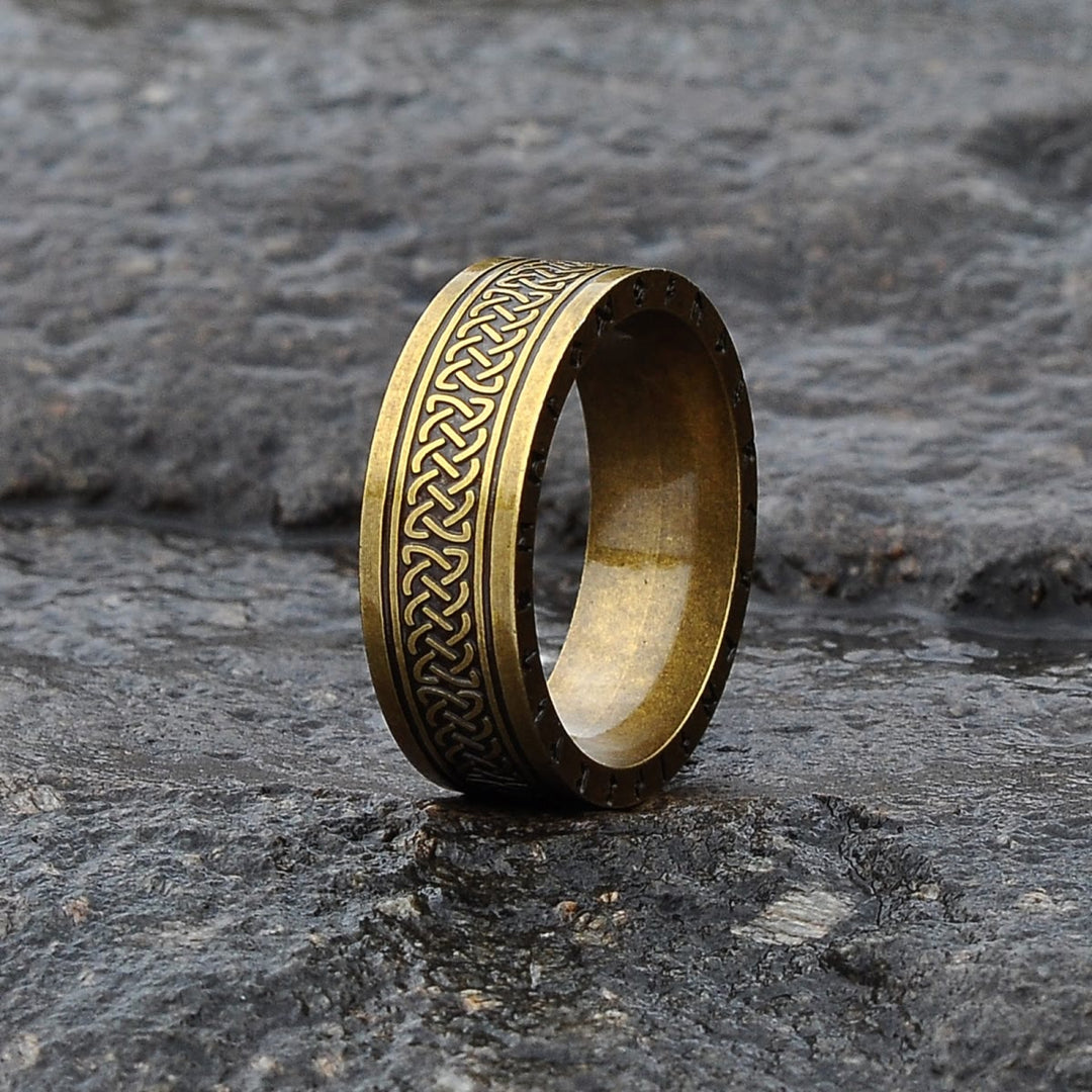 WorldNorse Odin Celtic Knot Rune Stainless Steel Ring - Gold - UK Size Z（US 13) - image 14