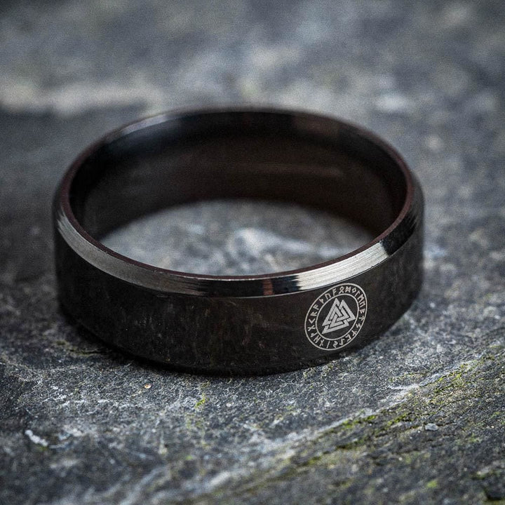 WorldNorse Vintage Valknut Black Stainless Steel Ring - UK Size Z（US 13) - image 0