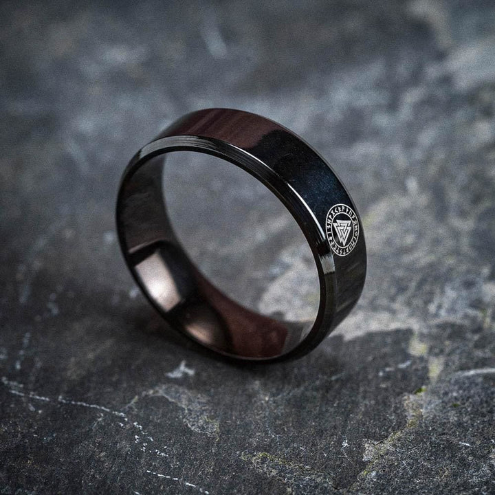 WorldNorse Vintage Valknut Black Stainless Steel Ring - image 2