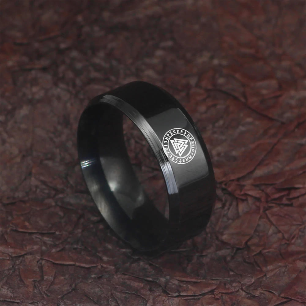 WorldNorse Vintage Valknut Black Stainless Steel Ring - image 6