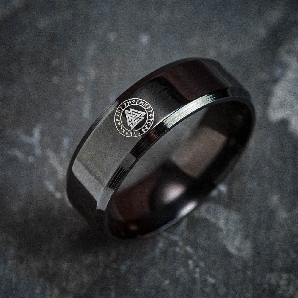 WorldNorse Vintage Valknut Black Stainless Steel Ring - image 1