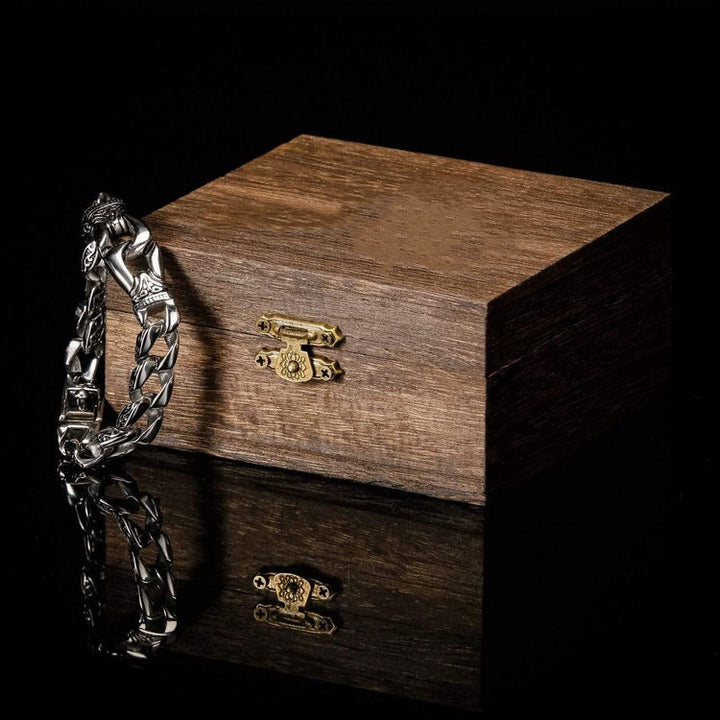 WorldNorse Retro Totem Celtic Knot Chunky Curb Link Bracelet